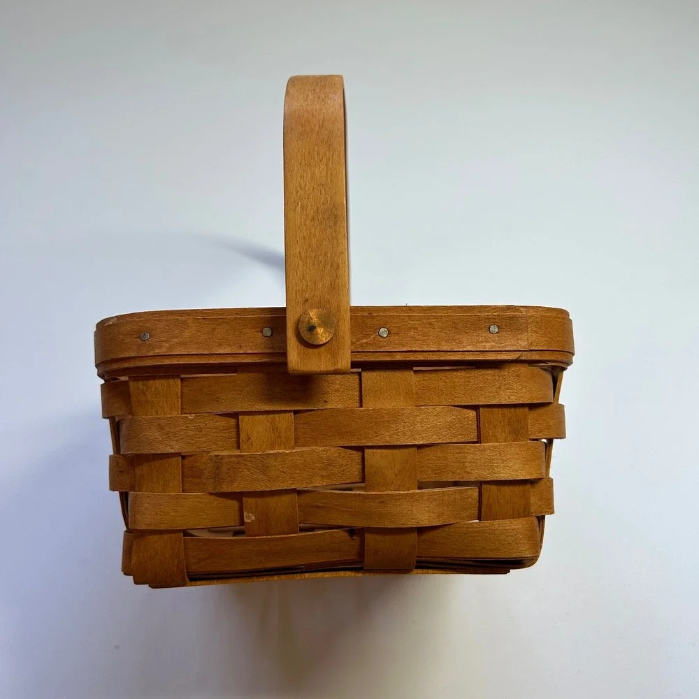 Longaberger 1994 Handwoven Square Berry Basket Single Swing Handle Ohio USA